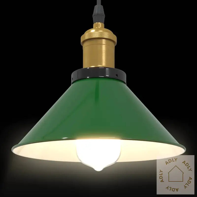 Pendellampe Høydejusterbar E27 Glans Grønn Ø 22 Cm Metall