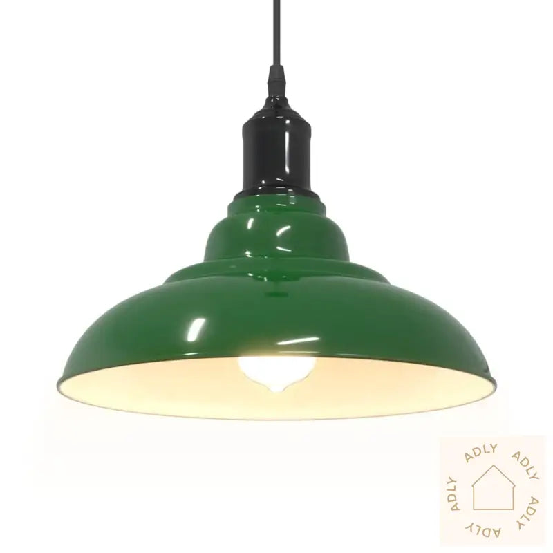 Pendellampe Høydejusterbar E27 Glans Grønn Ø 31 Cm Metall