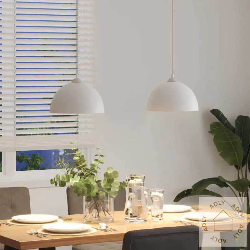 Pendellamper 2 Stk Høydejusterbar E27 Hvit Ø 30 Cm Metall