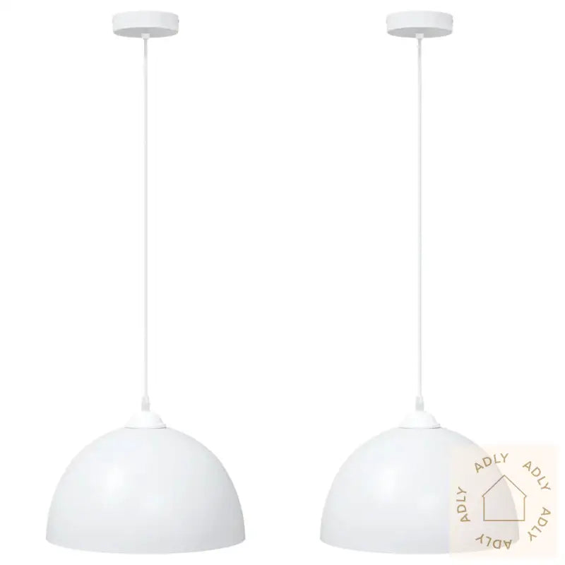 Pendellamper 2 Stk Høydejusterbar E27 Hvit Ø 30 Cm Metall