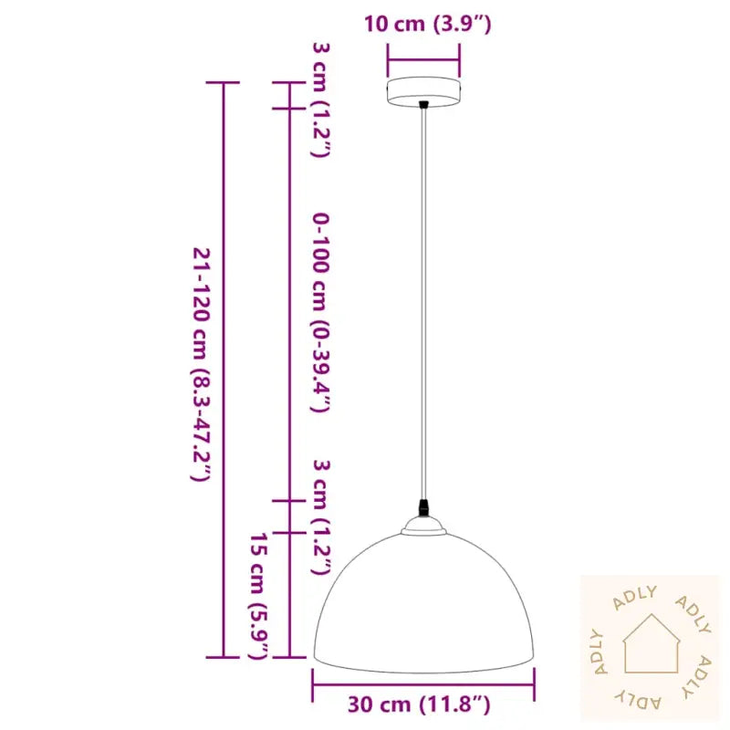 Pendellamper 2 Stk Høydejusterbar E27 Hvit Ø 30 Cm Metall