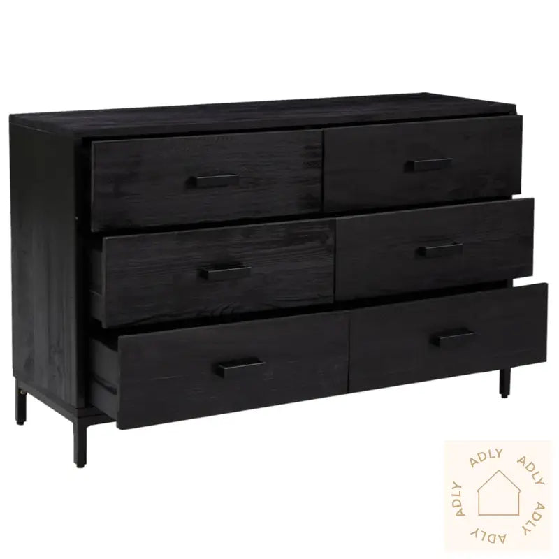 Skjenk Svart 110X35X70 Cm Heltre Furu