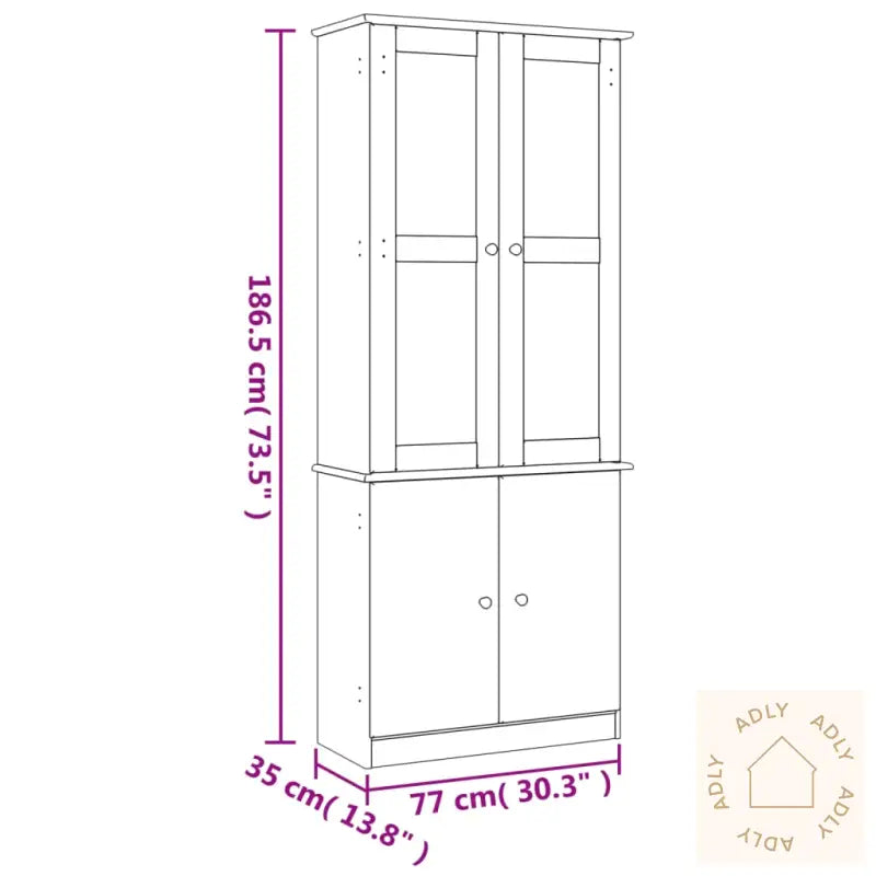 Vitrine Alta Hvit 77X35X186,5 Cm Heltre Furu