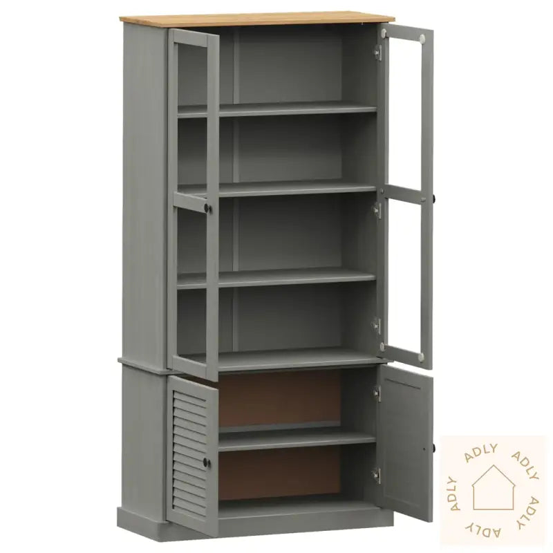 Vitrine Vigo Grå 85X35X170 Cm Heltre Furu