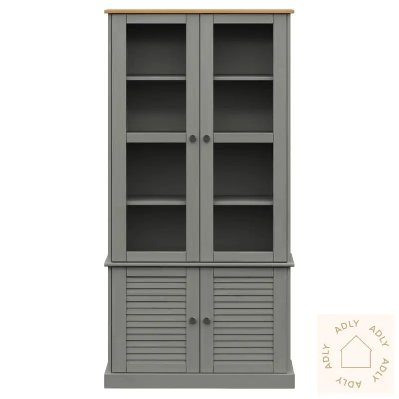 Vitrine Vigo Grå 85X35X170 Cm Heltre Furu