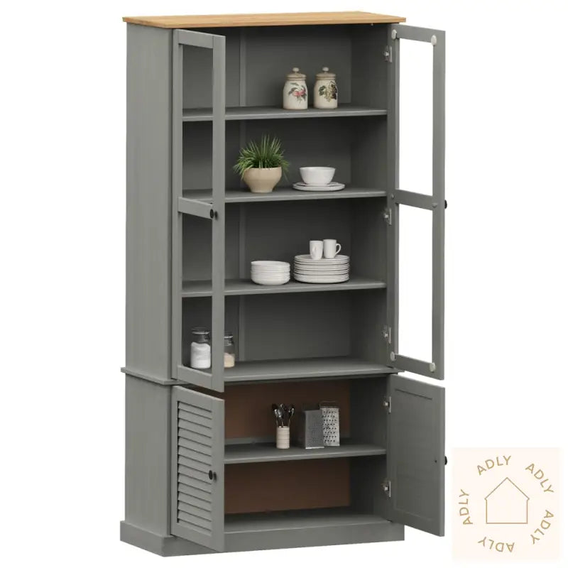 Vitrine Vigo Grå 85X35X170 Cm Heltre Furu