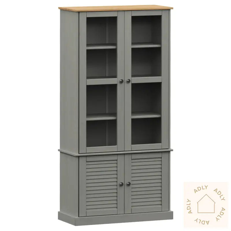 Vitrine Vigo Grå 85X35X170 Cm Heltre Furu