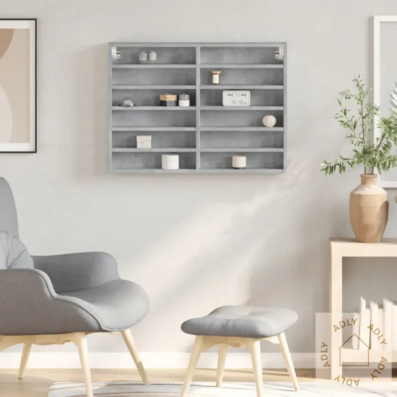 Hylle Betonggrå 80X8,5X58 Cm Konstruert Tre
