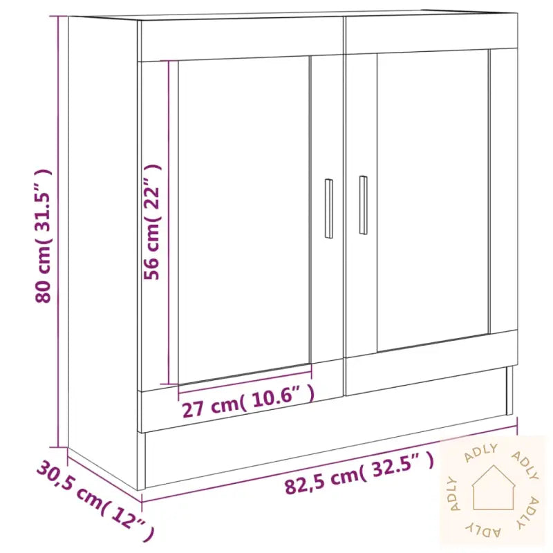 Vitrineskap Brun Eik 82,5X30,5X80 Cm Konstruert Tre