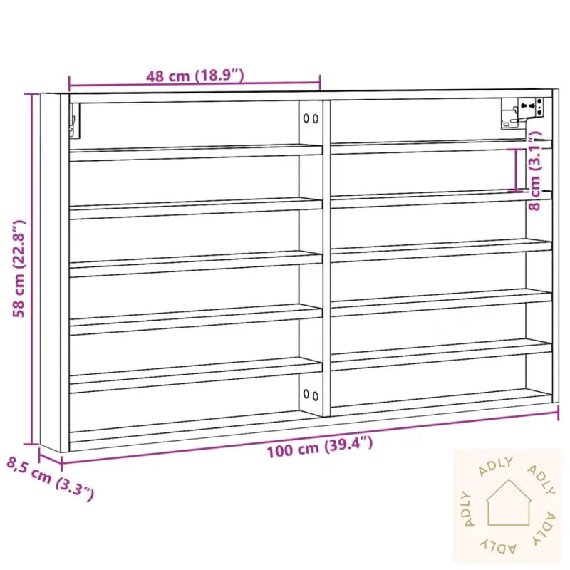 Hyller Brun Eik 100X8,5X58 Cm Konstruert Tre