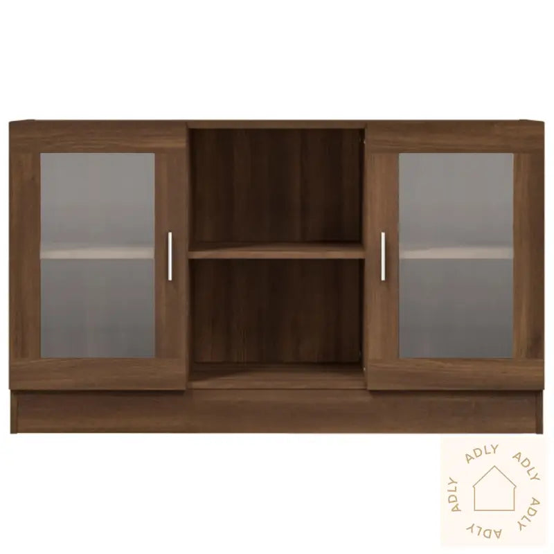 Vitrineskap Brun Eik 120X30,5X70 Cm Konstruert Tre