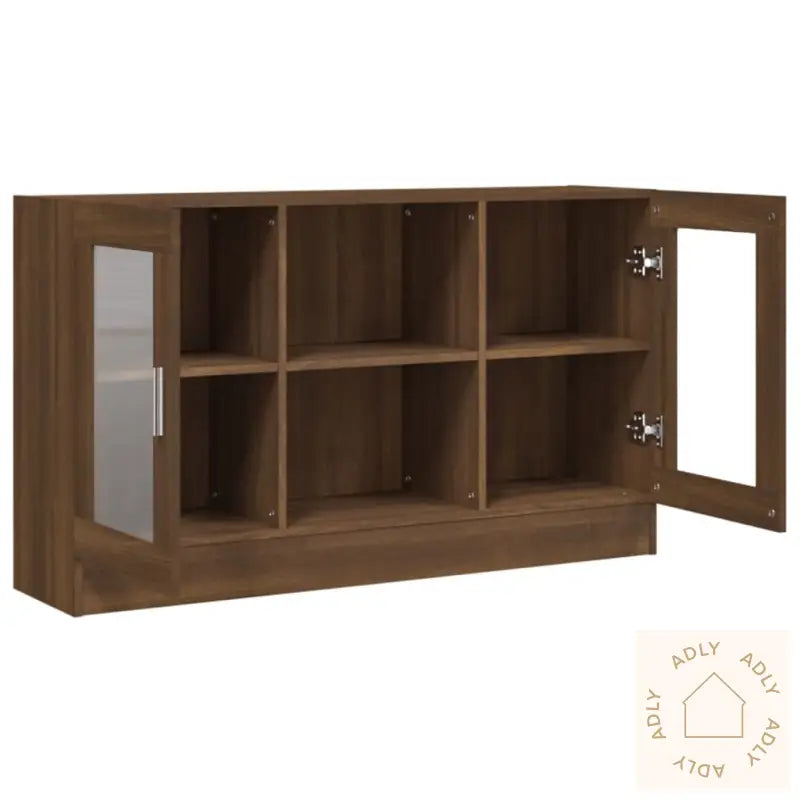 Vitrineskap Brun Eik 120X30,5X70 Cm Konstruert Tre