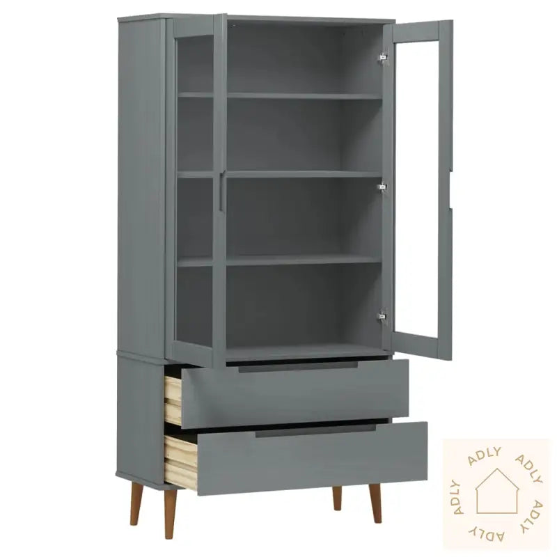 Vitrine Molde Grå 90X35X175 Cm Heltre Furu