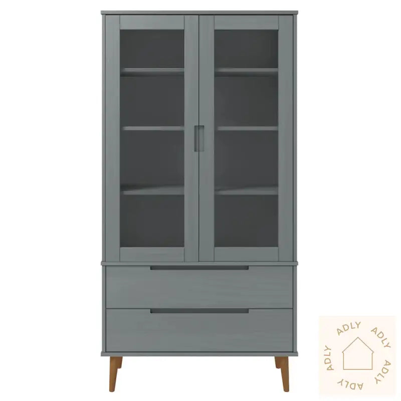 Vitrine Molde Grå 90X35X175 Cm Heltre Furu