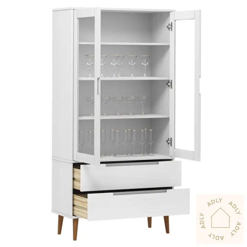 Vitrine Molde Hvit 90X35X175 Cm Heltre Furu