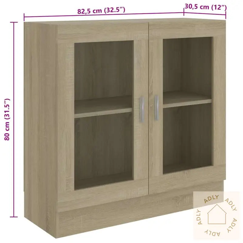 Vitrine Sonoma Eik 82,5X30,5X80 Cm Konstruert Tre