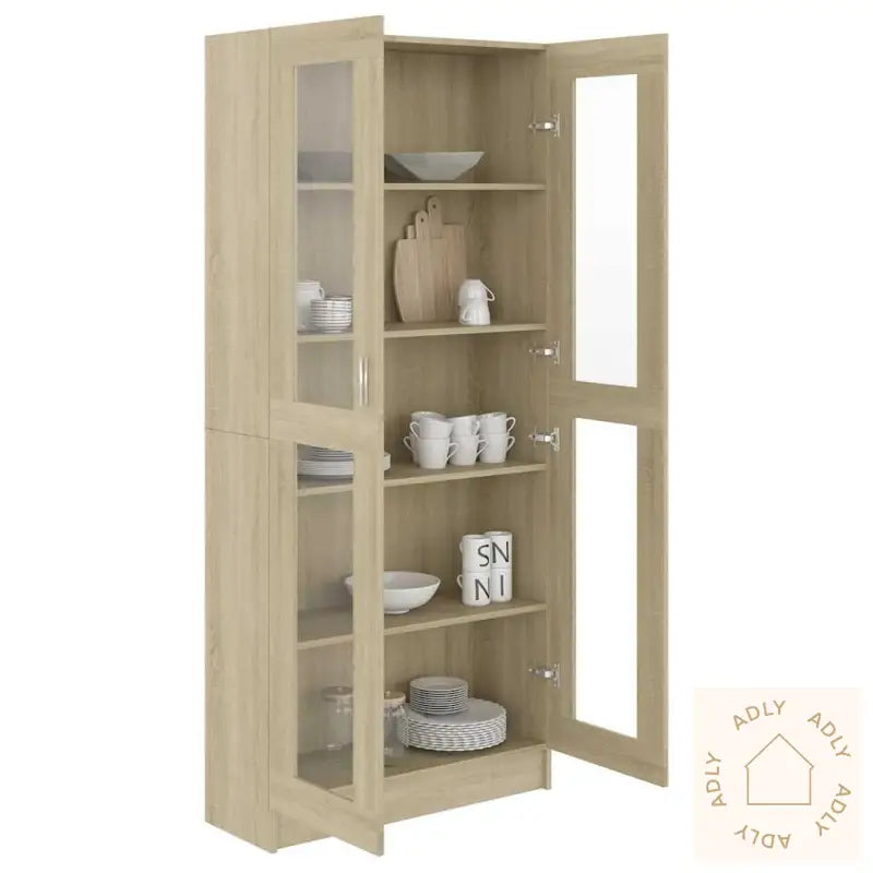 Vitrine Sonoma Eik 82,5X30,5X185,5 Cm Konstruert Tre