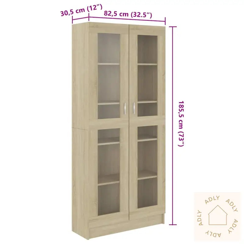 Vitrine Sonoma Eik 82,5X30,5X185,5 Cm Konstruert Tre