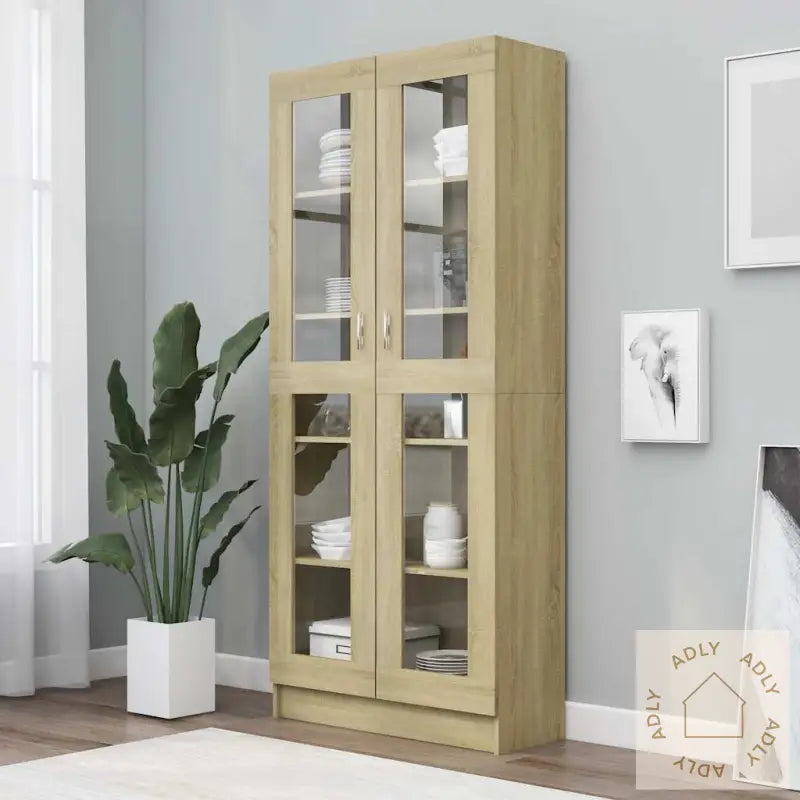Vitrine Sonoma Eik 82,5X30,5X185,5 Cm Konstruert Tre