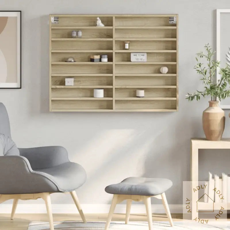Vitrineskap Sonoma Eik 100X8,5X75 Cm Konstruert Tre
