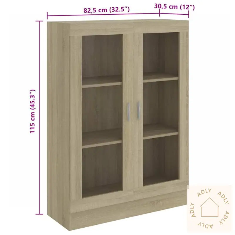 Vitrine Sonoma Eik 82,5X30,5X115 Cm Konstruert Tre