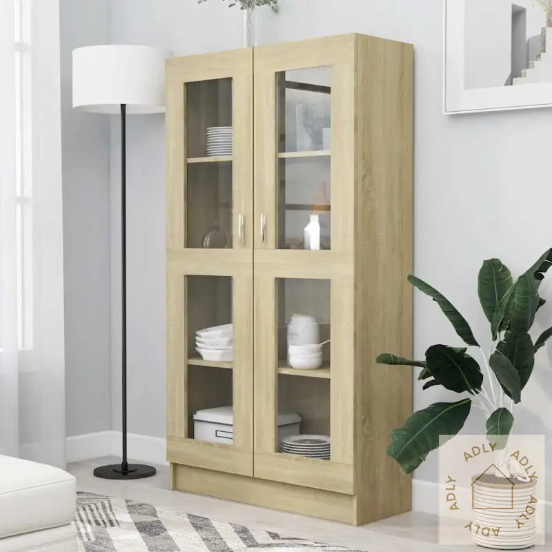 Vitrine Sonoma Eik 82,5X30,5X150 Cm Konstruert Tre