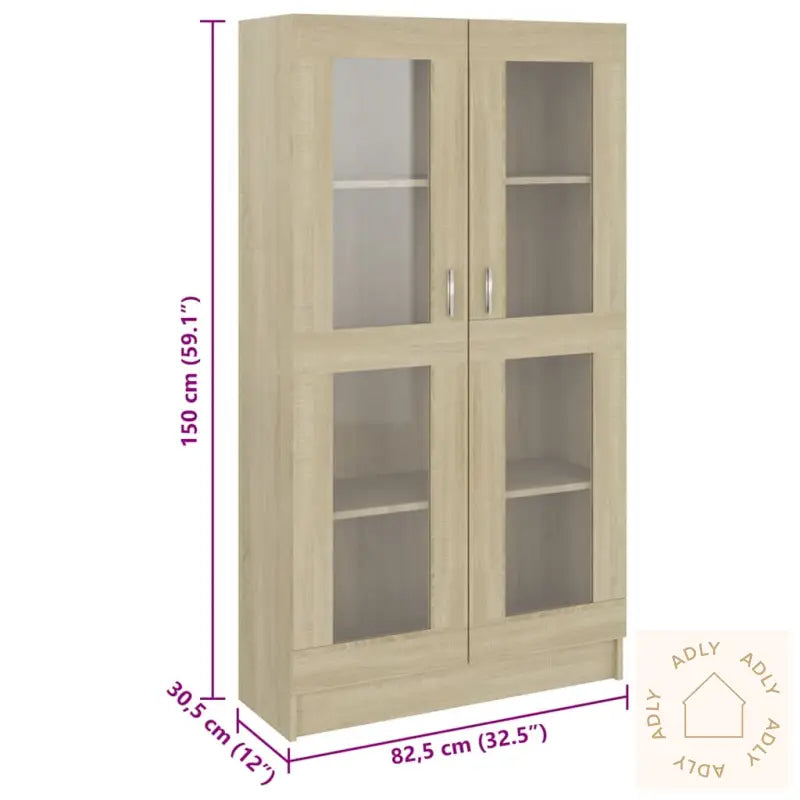 Vitrine Sonoma Eik 82,5X30,5X150 Cm Konstruert Tre