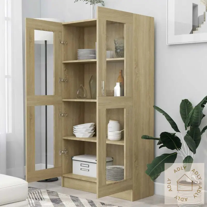 Vitrine Sonoma Eik 82,5X30,5X150 Cm Konstruert Tre