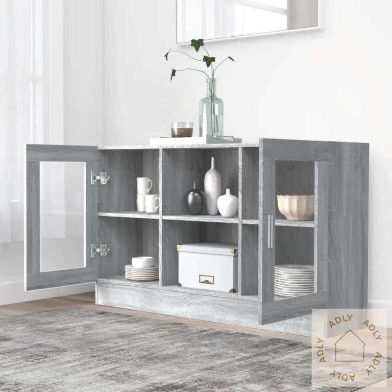 Vitrineskap Grå Sonoma 120X30,5X70 Cm Konstruert Tre