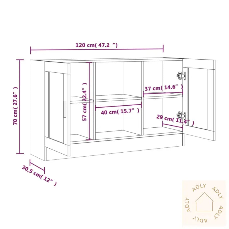 Vitrineskap Grå Sonoma 120X30,5X70 Cm Konstruert Tre