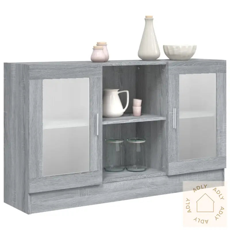 Vitrineskap Grå Sonoma 120X30,5X70 Cm Konstruert Tre