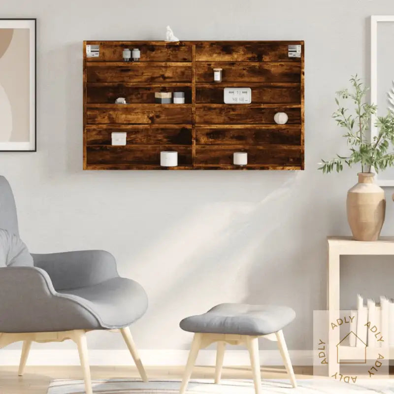 Hyller Røkt Eik 100X8,5X58 Cm Konstruert Tre