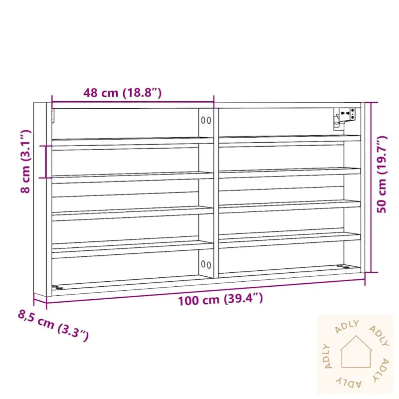 Hylle Betonggrå 100X8,5X50 Cm Konstruert Tre