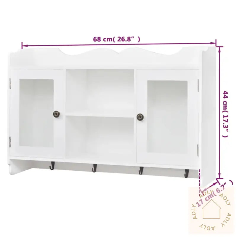 Veggskap Med Utstillingshyller 3 Stk Mdf Bok/Dvd/Glass Hvit